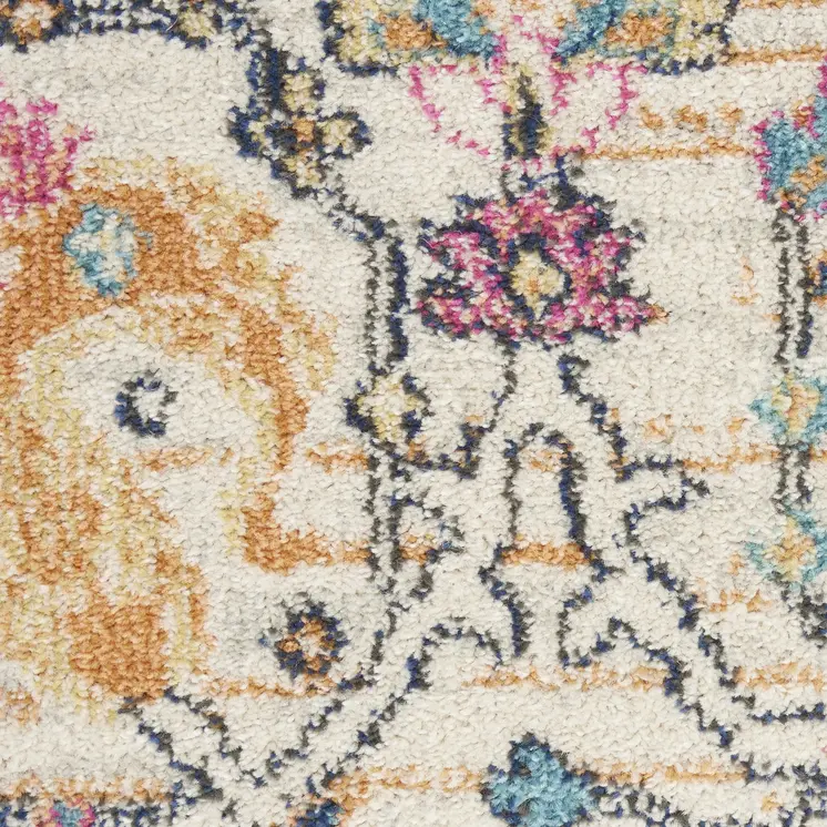 5' X 7' Ivory And Blue Floral Area Rug