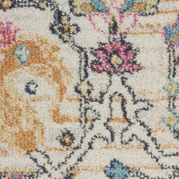 8' X 10' Ivory And Blue Floral Area Rug