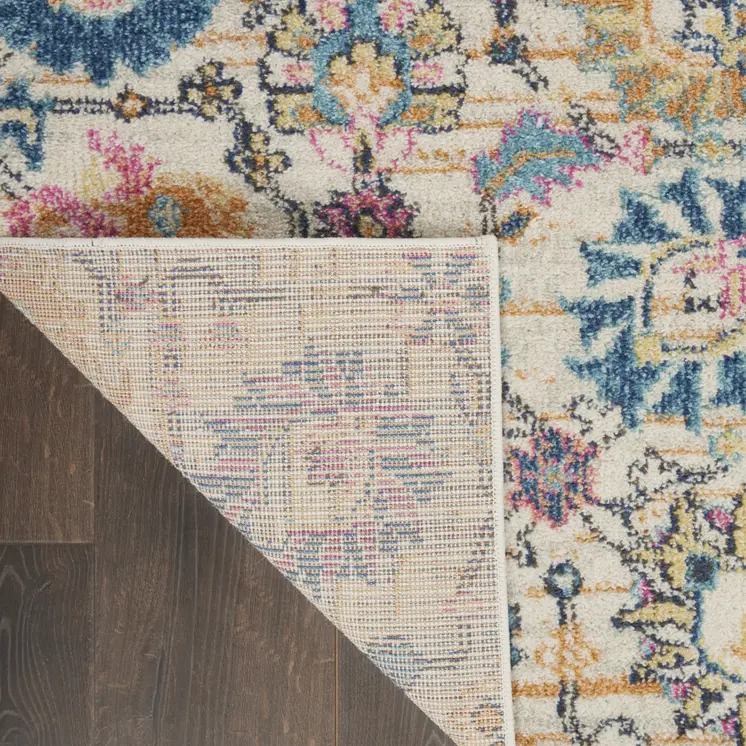 8' X 10' Ivory And Blue Floral Area Rug