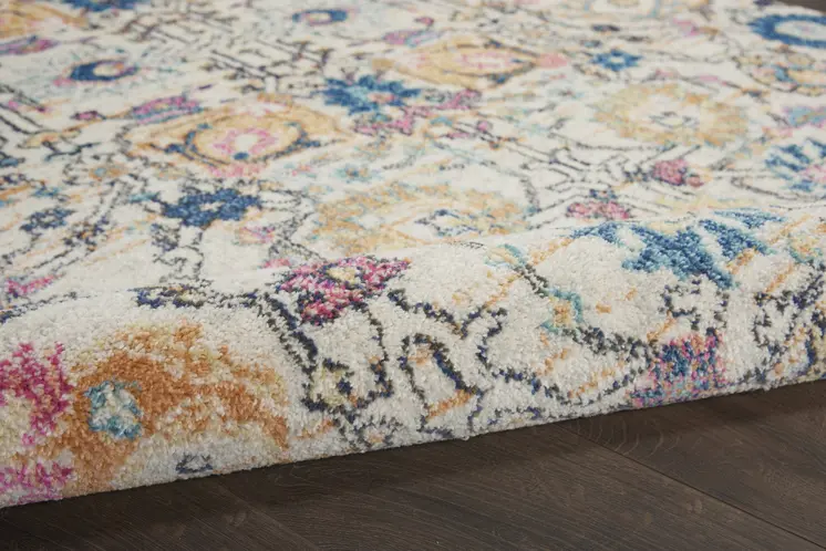 8' X 10' Ivory And Blue Floral Area Rug