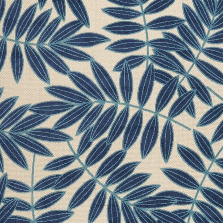 7' X 10' Blue And Ivory Floral Indoor Outdoor Area Rug
