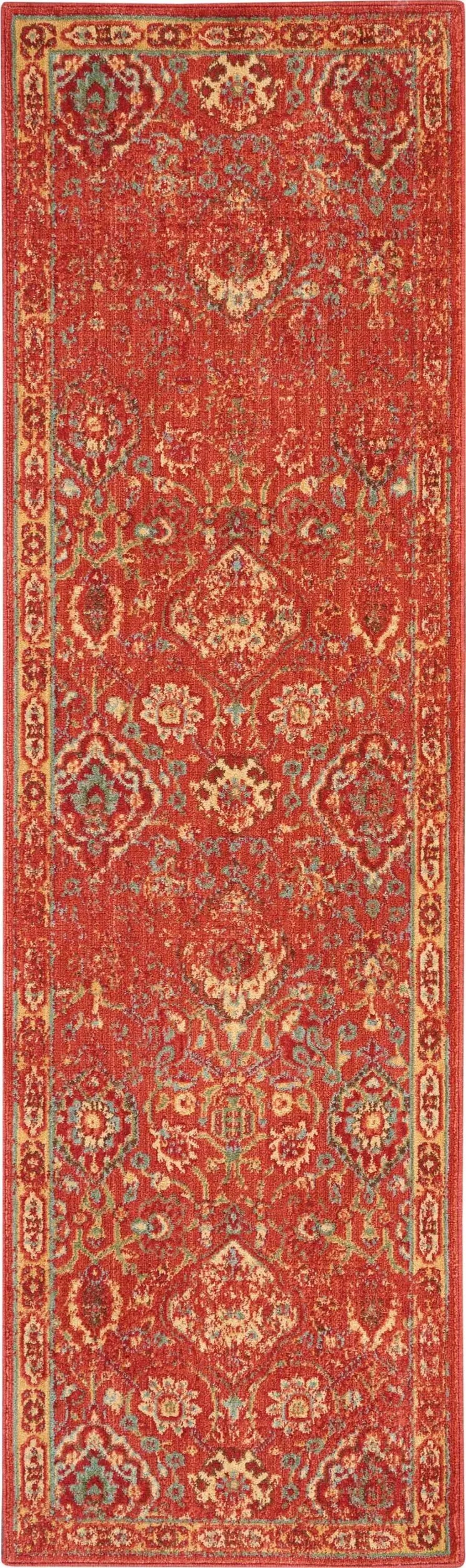 4' Fuchsia And Blue Oriental Distressed Round Rug