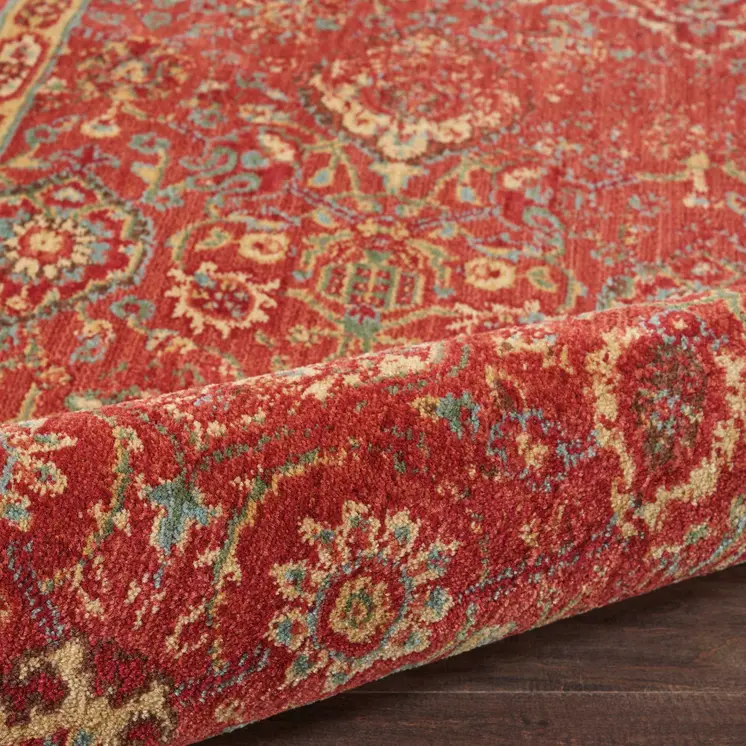 4' Fuchsia And Blue Oriental Distressed Round Rug