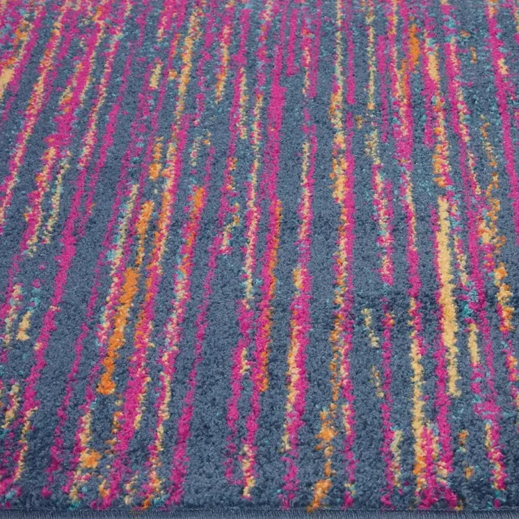 5' X 7' Blue And Orange Abstract Area Rug