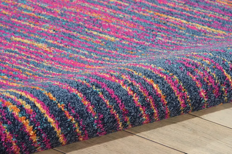 5' X 7' Blue And Orange Abstract Area Rug