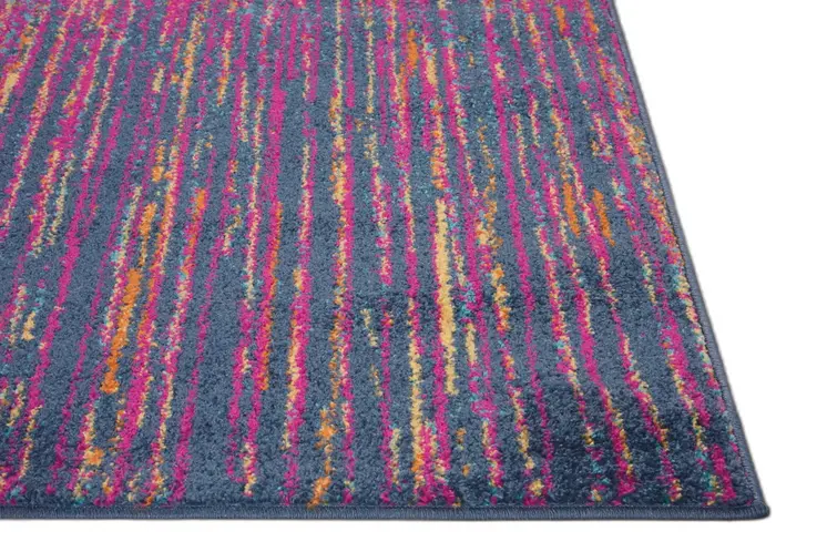 5' X 7' Blue And Orange Abstract Area Rug