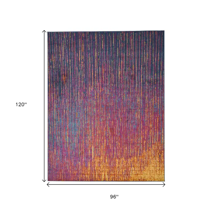 8' X 10' Blue And Orange Abstract Area Rug