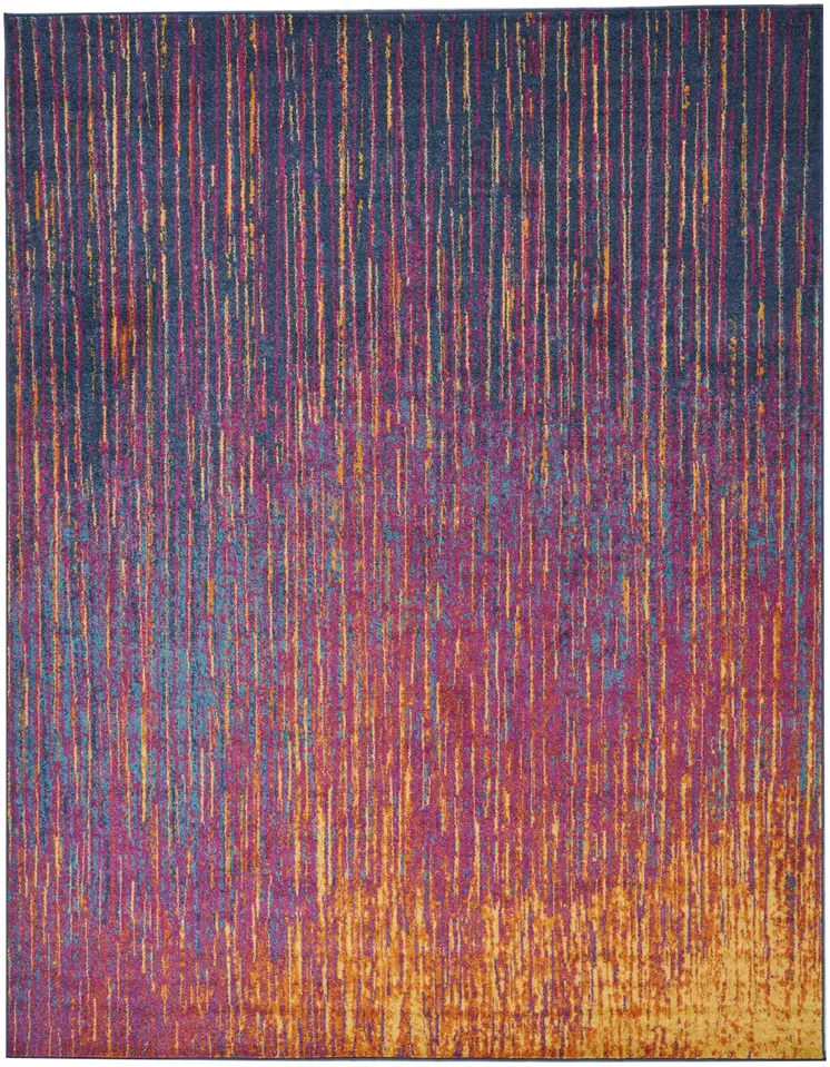 8' X 10' Blue And Orange Abstract Area Rug