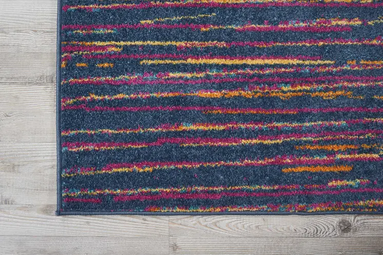 8' X 10' Blue And Orange Abstract Area Rug