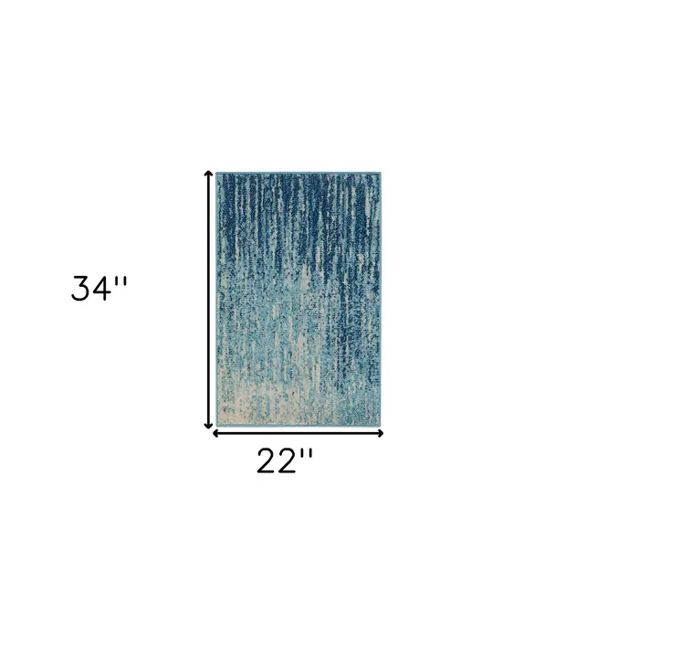 2' X 3' Blue And Ivory Abstract Area Rug