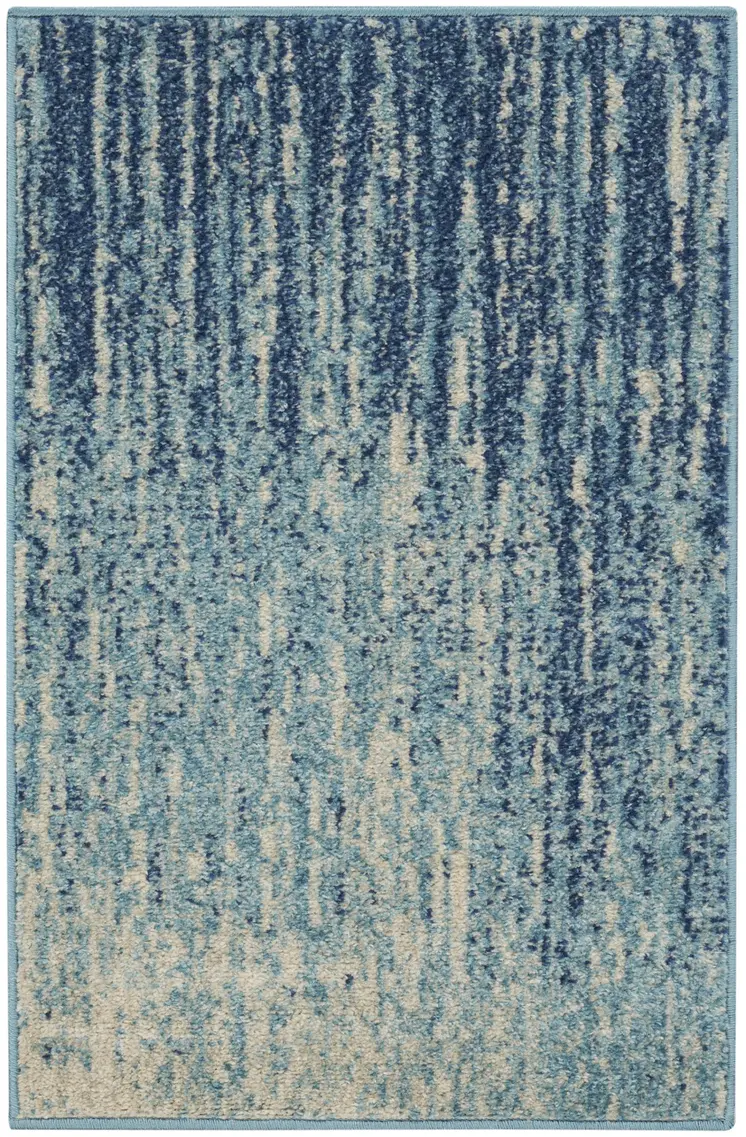 2' X 3' Blue And Ivory Abstract Area Rug