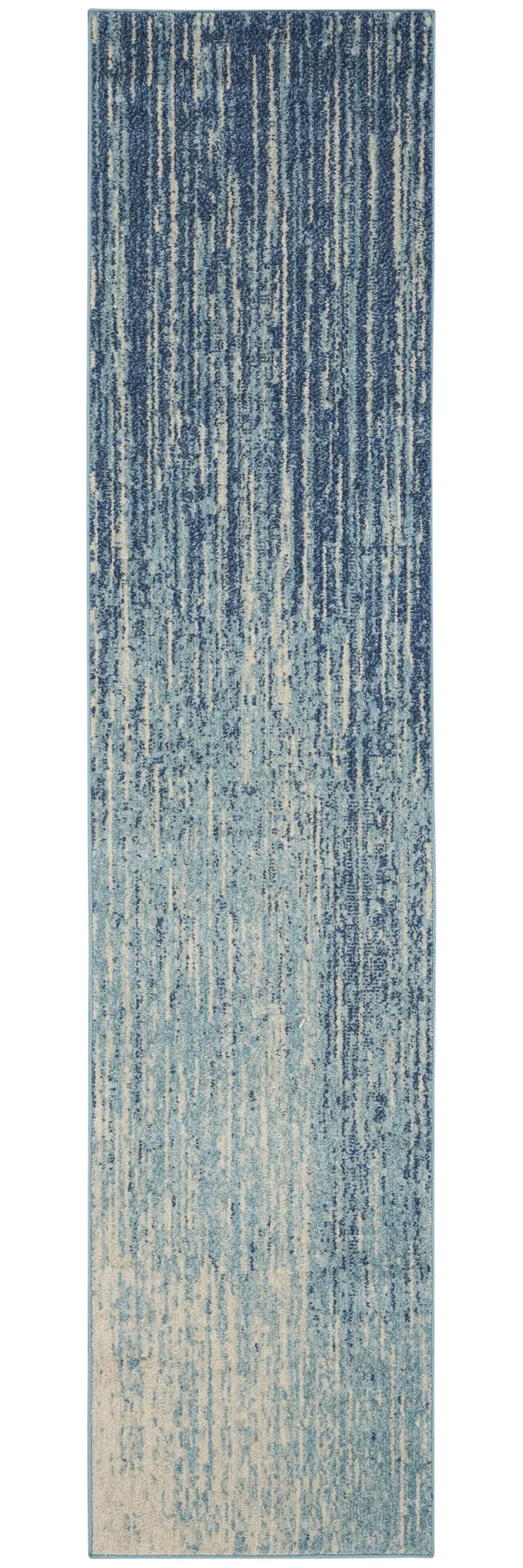 10' Blue And Ivory Abstract Runner Rug