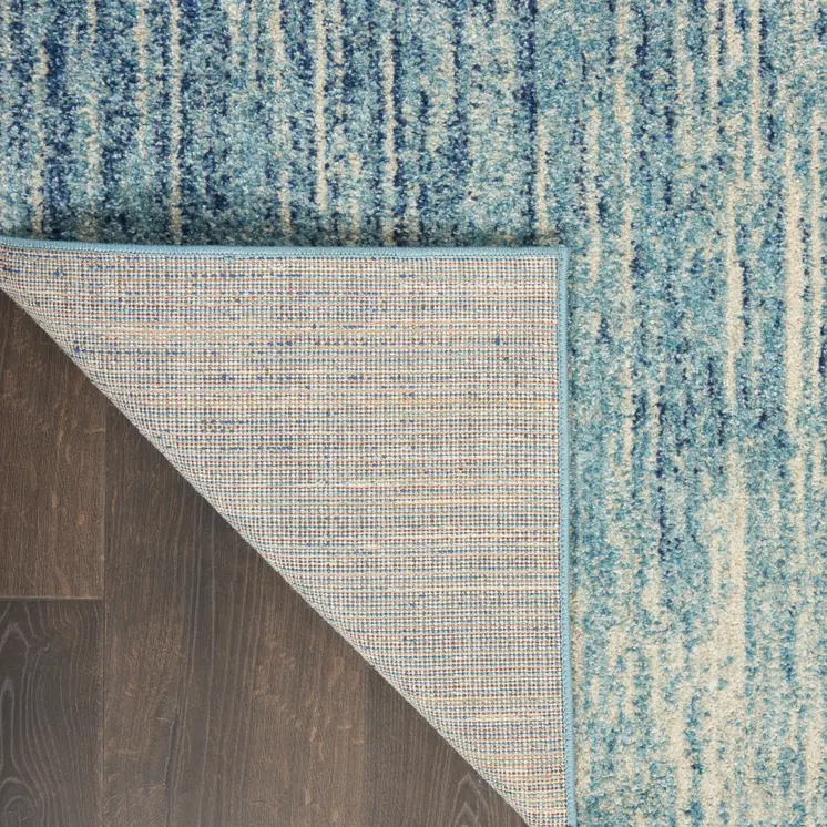 10' Blue And Ivory Abstract Runner Rug