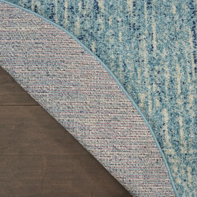4' Blue And Ivory Abstract Round Rug