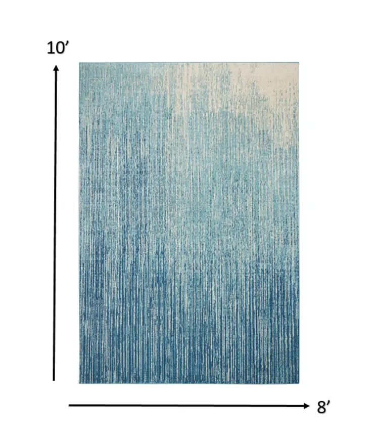 8' X 10' Blue And Ivory Abstract Area Rug