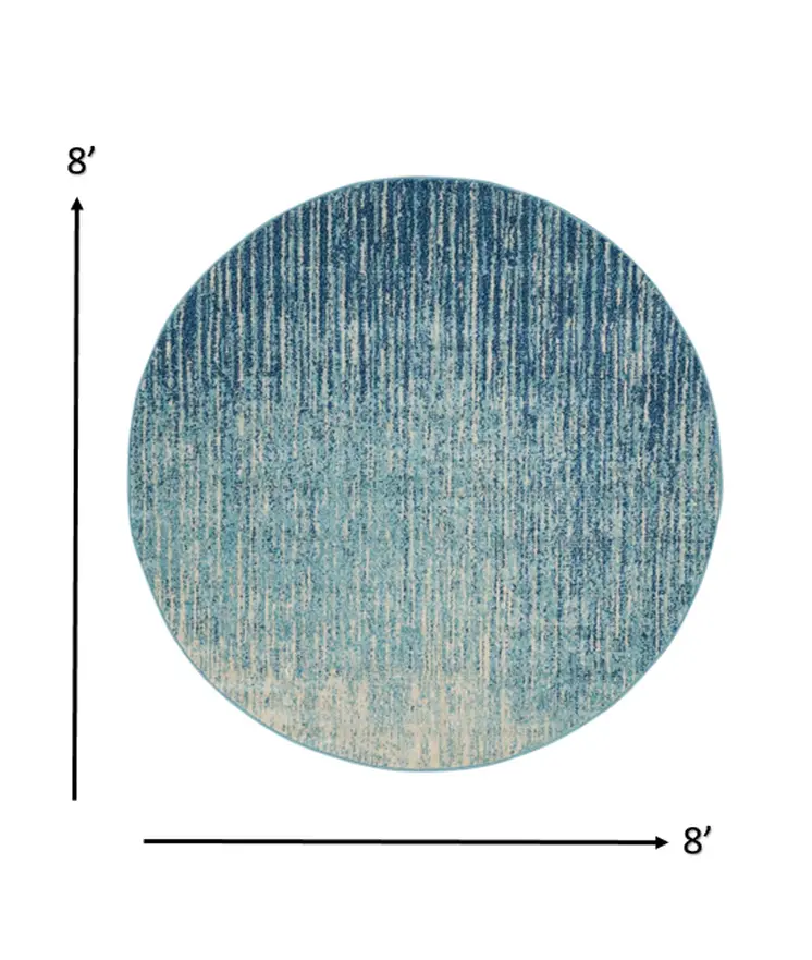 8' Blue And Ivory Abstract Round Rug
