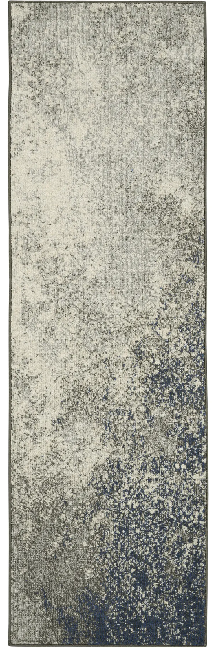 6' Gray And Ivory Abstract Runner Rug