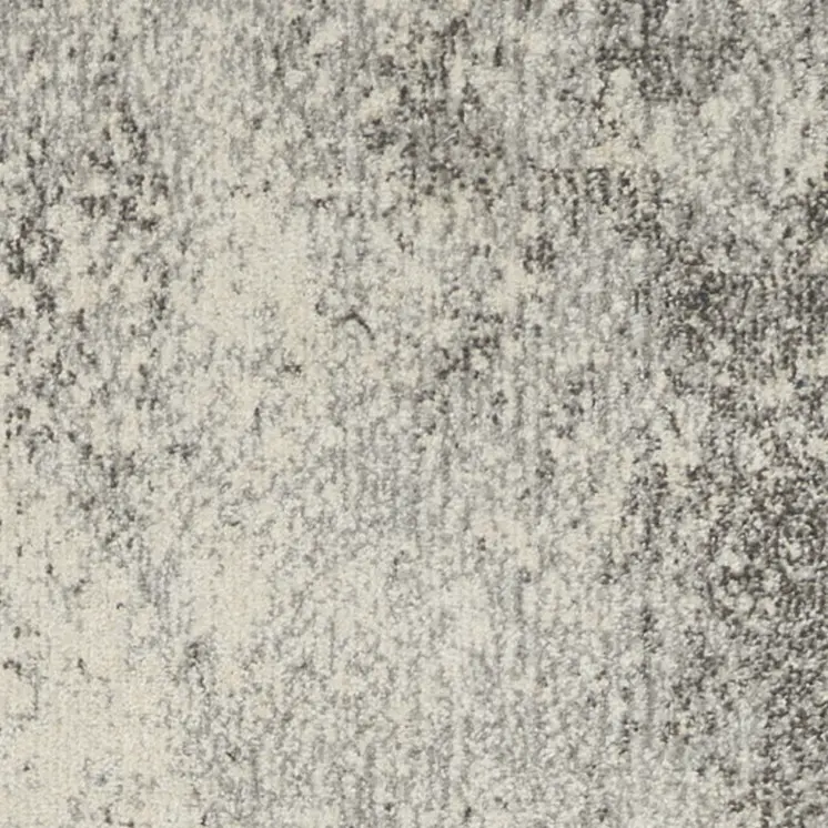 8' Gray And Ivory Abstract Runner Rug