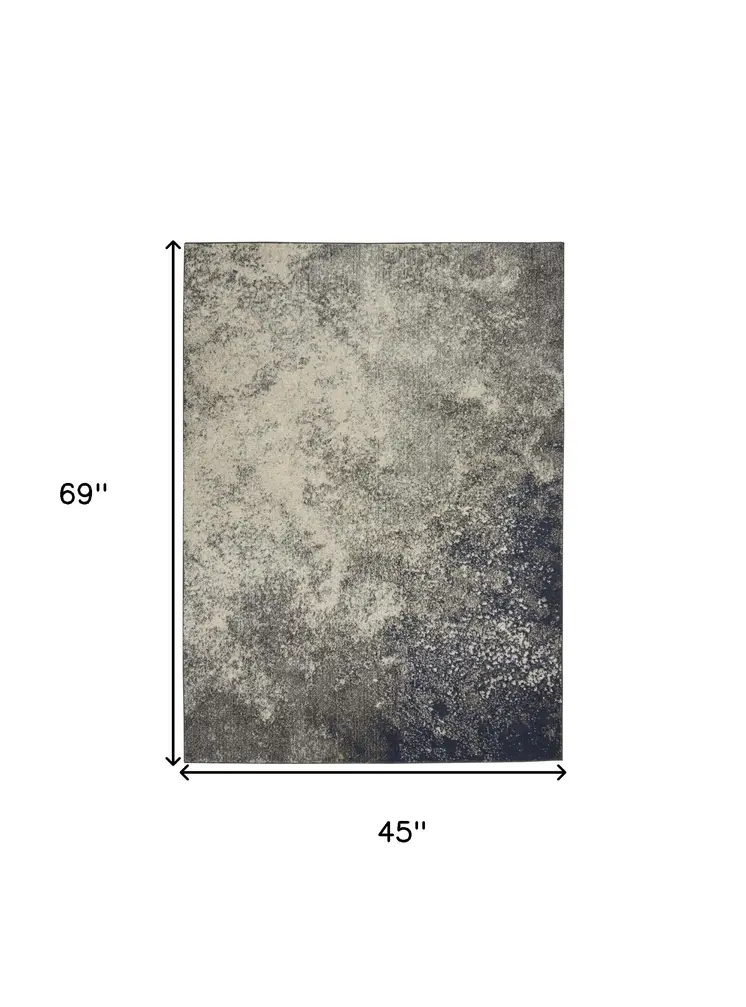 4' X 6' Gray And Ivory Abstract Area Rug