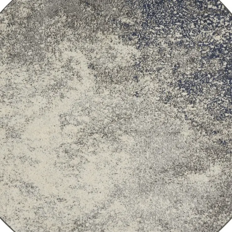 4' Gray And Ivory Abstract Round Rug