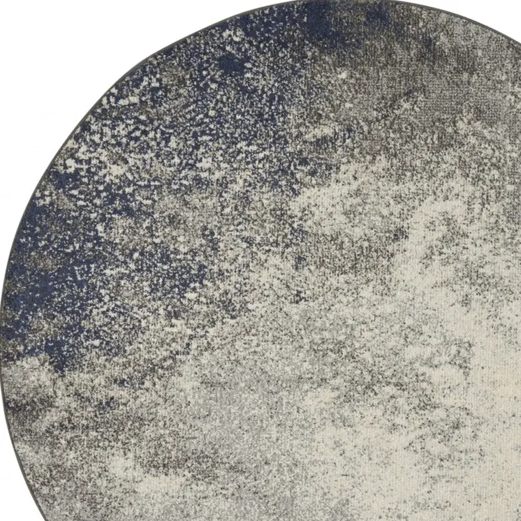 4' Gray And Ivory Abstract Round Rug