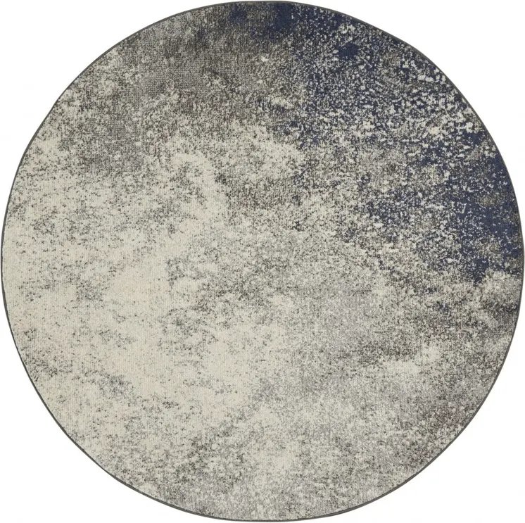 4' Gray And Ivory Abstract Round Rug