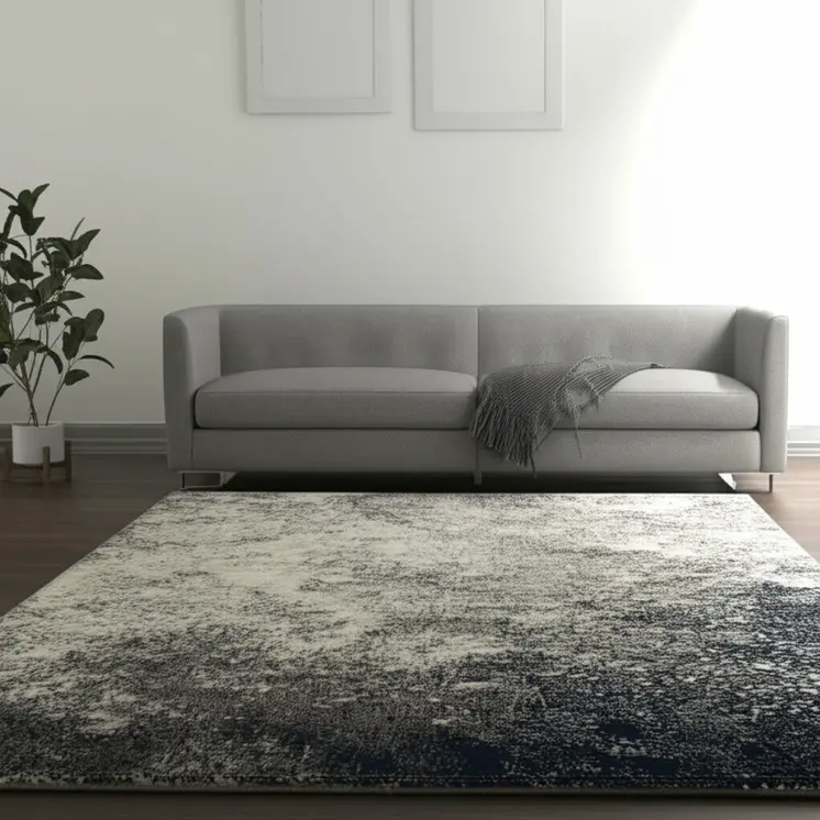 5' X 7' Gray And Ivory Abstract Area Rug