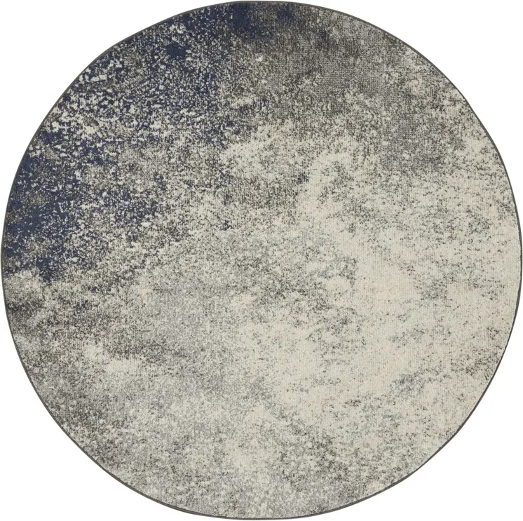 5' Gray And Ivory Abstract Round Rug