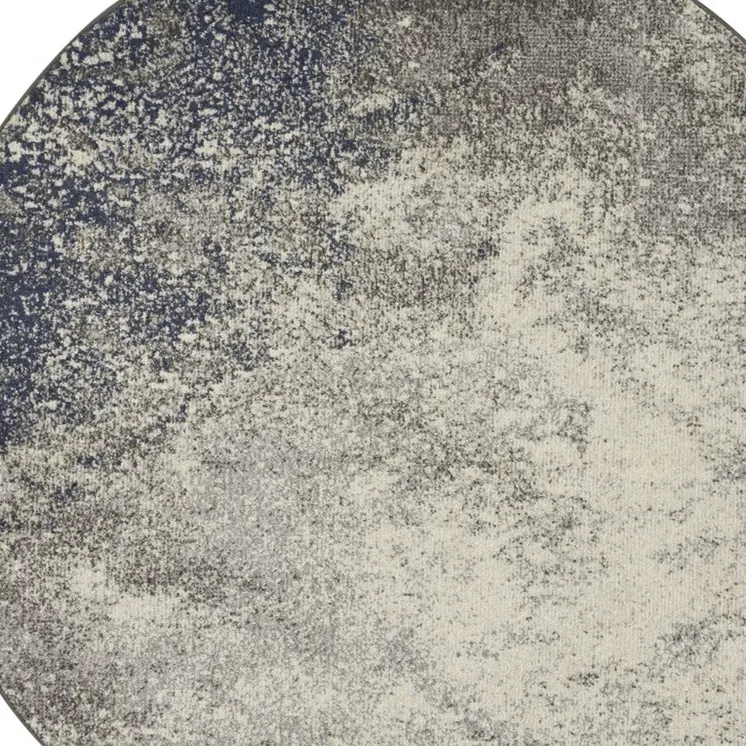 5' Gray And Ivory Abstract Round Rug