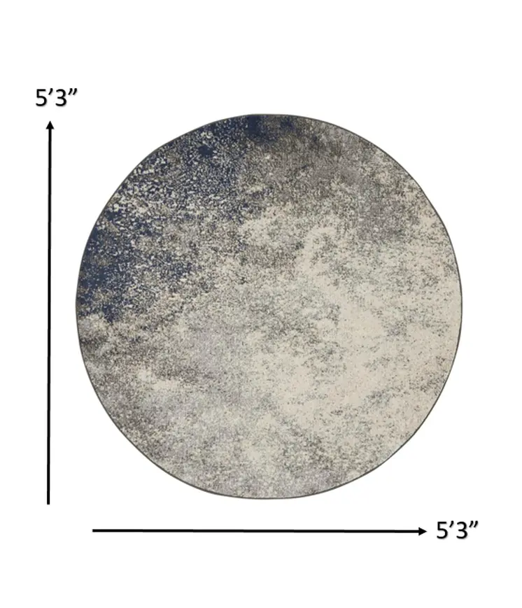 5' Gray And Ivory Abstract Round Rug