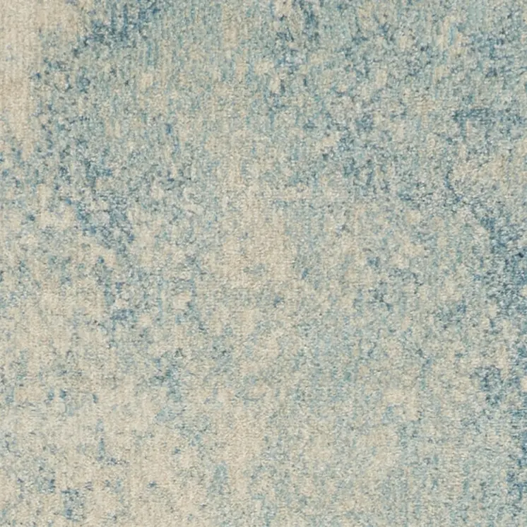 8' Blue And Ivory Abstract Runner Rug