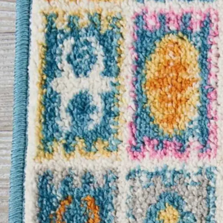 8' Ivory And Blue Ogee Distressed Runner Rug