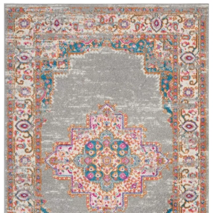 4' X 6' Gray And Gold Medallion Distressed Area Rug