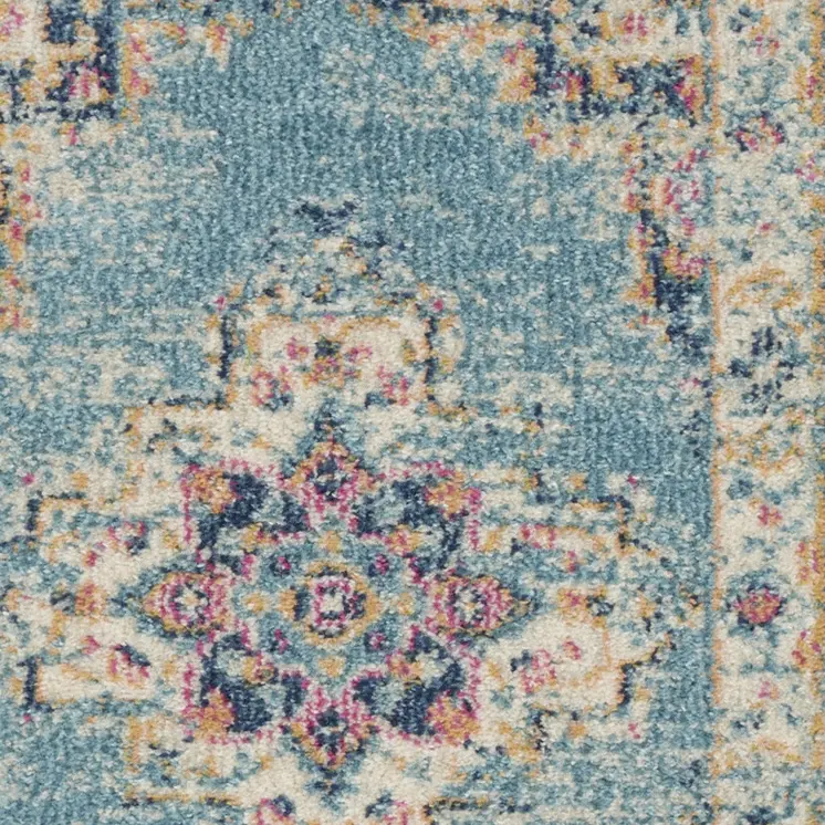 2' X 3' Blue And Ivory Southwestern Distressed Area Rug