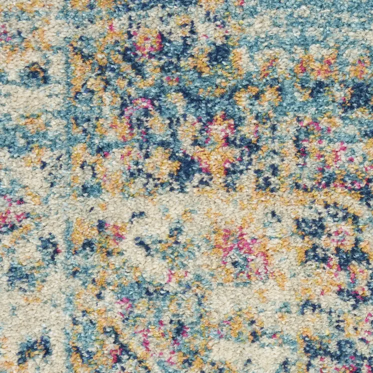 2' X 3' Blue And Ivory Southwestern Distressed Area Rug
