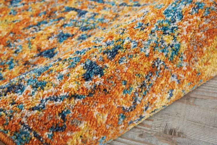 2' X 3' Teal And Gold Medallion Distressed Area Rug