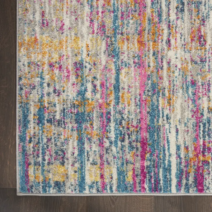 2' X 3' Ivory And Blue Abstract Area Rug