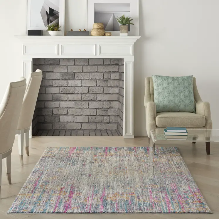 4' X 6' Ivory And Blue Abstract Area Rug