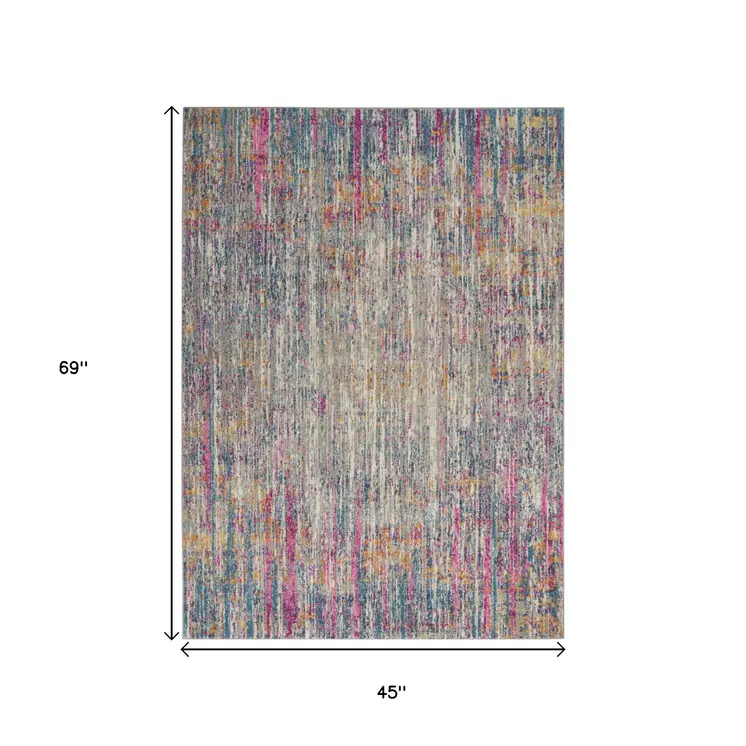 4' X 6' Ivory And Blue Abstract Area Rug