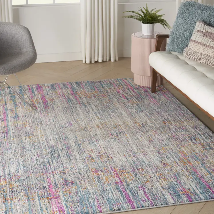 5' X 7' Ivory And Blue Abstract Area Rug