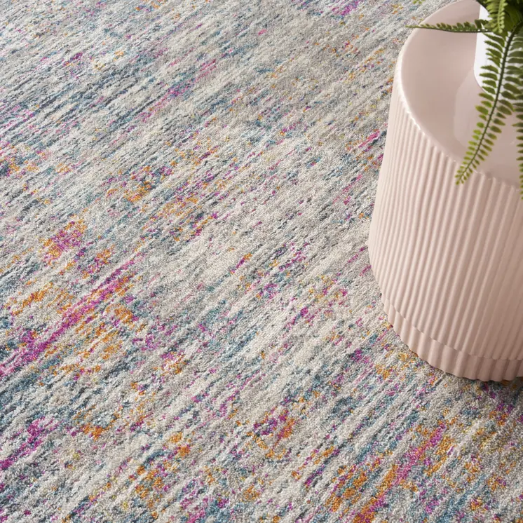 5' X 7' Ivory And Blue Abstract Area Rug