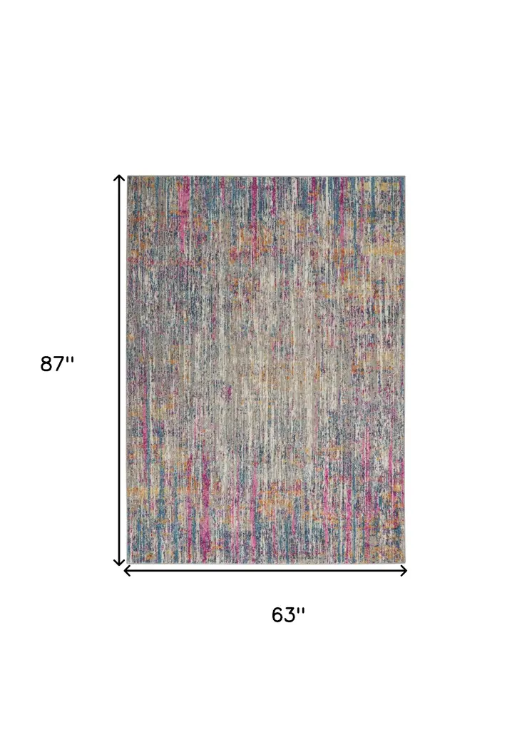 5' X 7' Ivory And Blue Abstract Area Rug