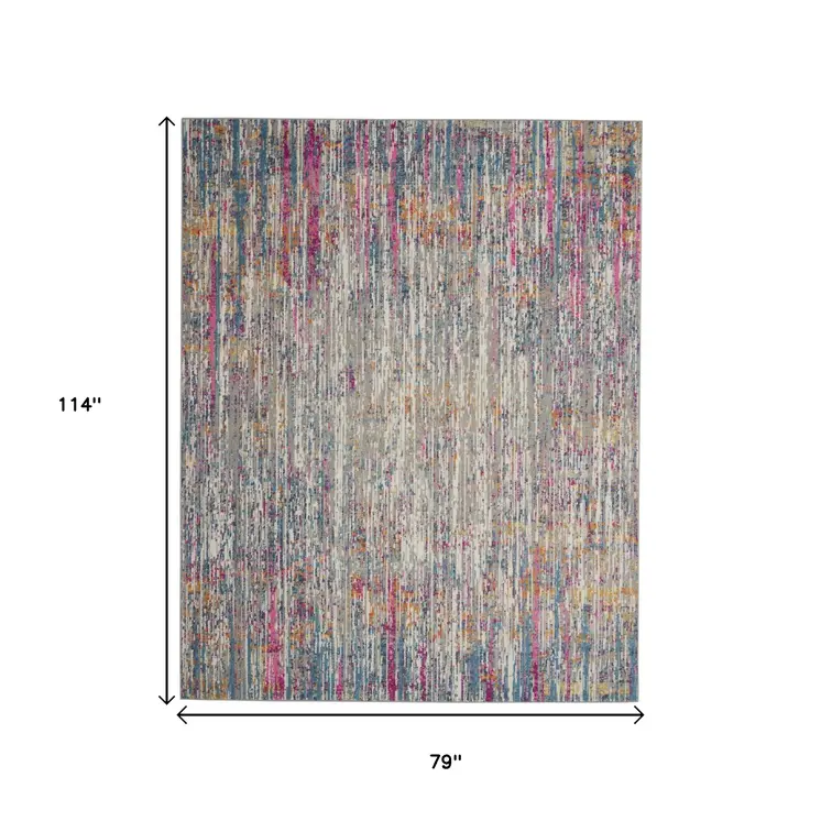 7' X 10' Ivory And Blue Abstract Area Rug