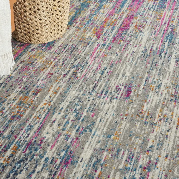 8' X 10' Ivory And Blue Abstract Area Rug