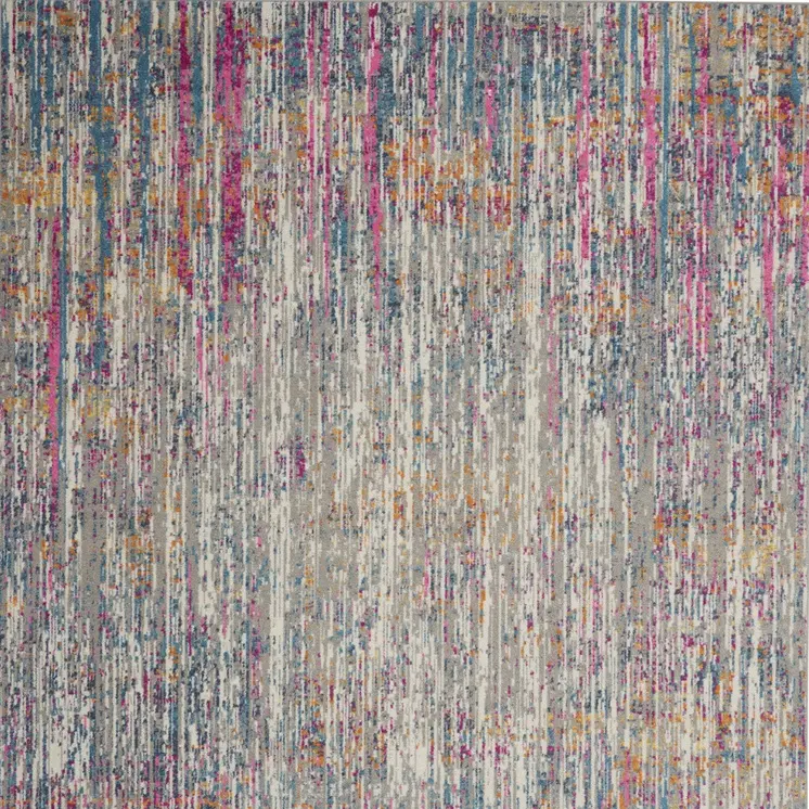8' X 10' Ivory And Blue Abstract Area Rug