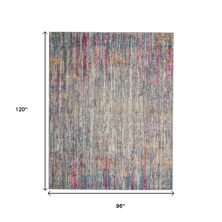 8' X 10' Ivory And Blue Abstract Area Rug