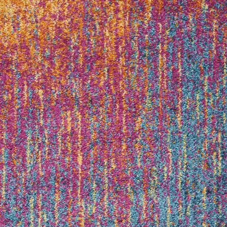 6' Blue And Orange Abstract Runner Rug