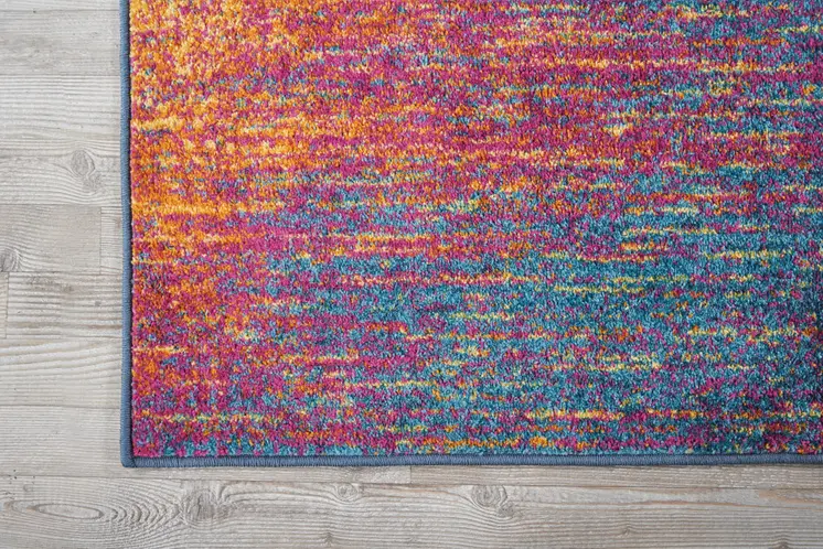 10' Blue And Orange Abstract Runner Rug
