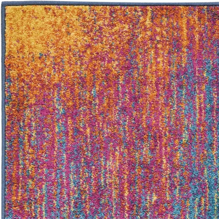 10' Blue And Orange Abstract Runner Rug