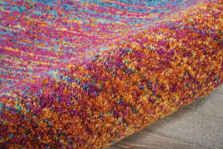 10' Blue And Orange Abstract Runner Rug